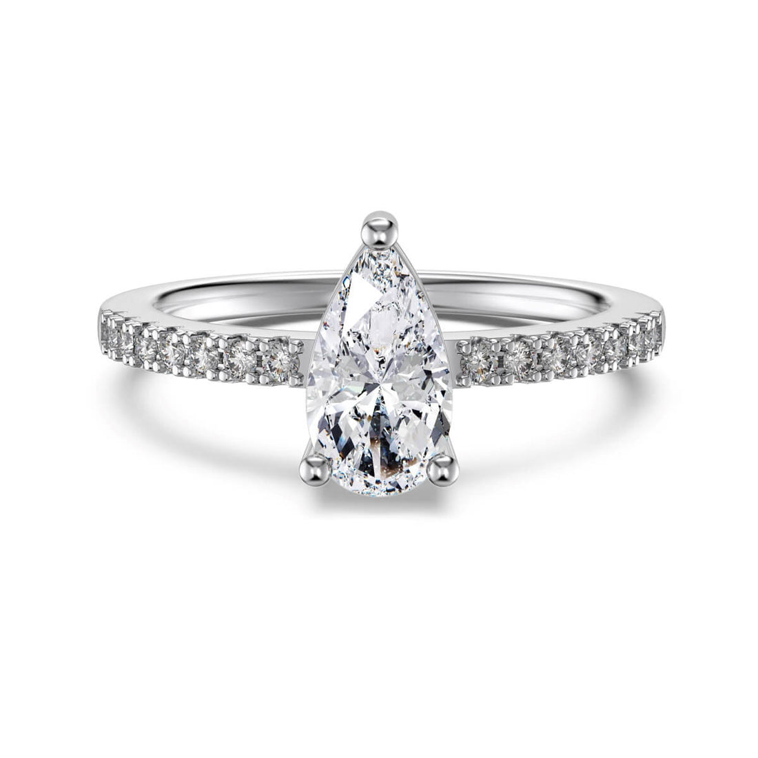 1.25ct pear cut diamond ring 925 silver