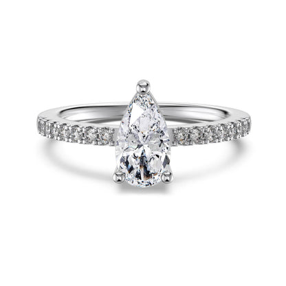 1.25ct pear cut diamond ring 925 silver