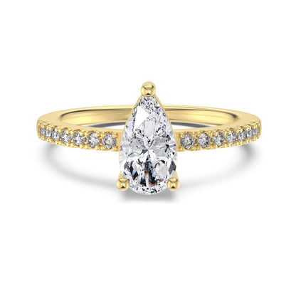 1.25ct pear cut diamond ring 925 silver gold