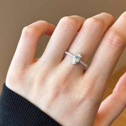 1.25ct pear cut diamond ring 925 silver