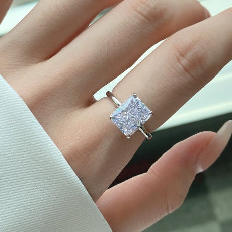 18k white gold radiant cut diamond 4.0 carat ring 925 silver