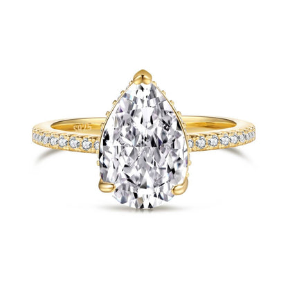 2.75ct pear cut diamond ring 925 silver